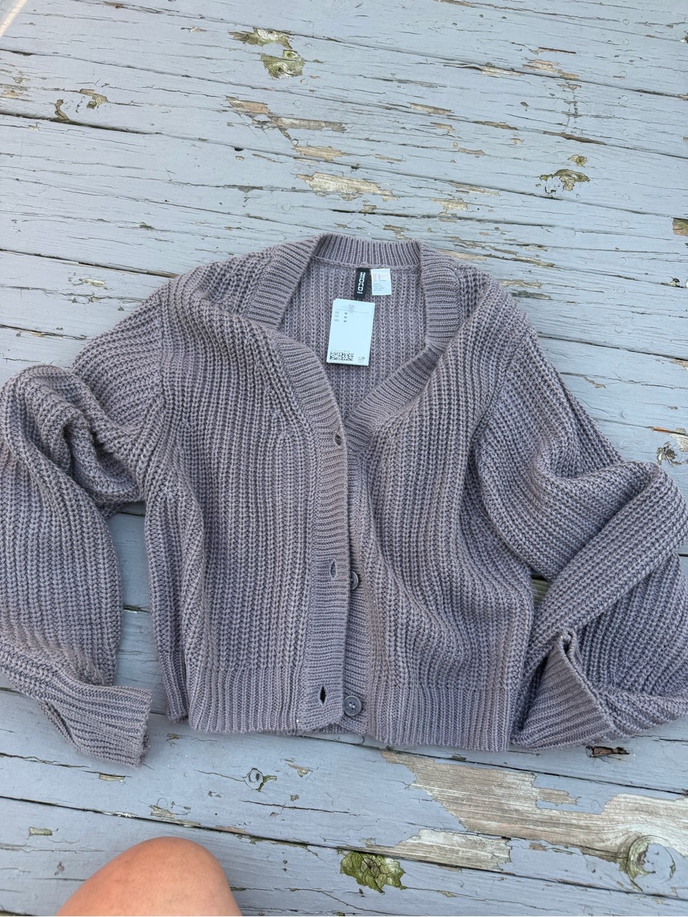 H&M Taupe Ribbed Button-Front Cardigan - Picture 5 of 8